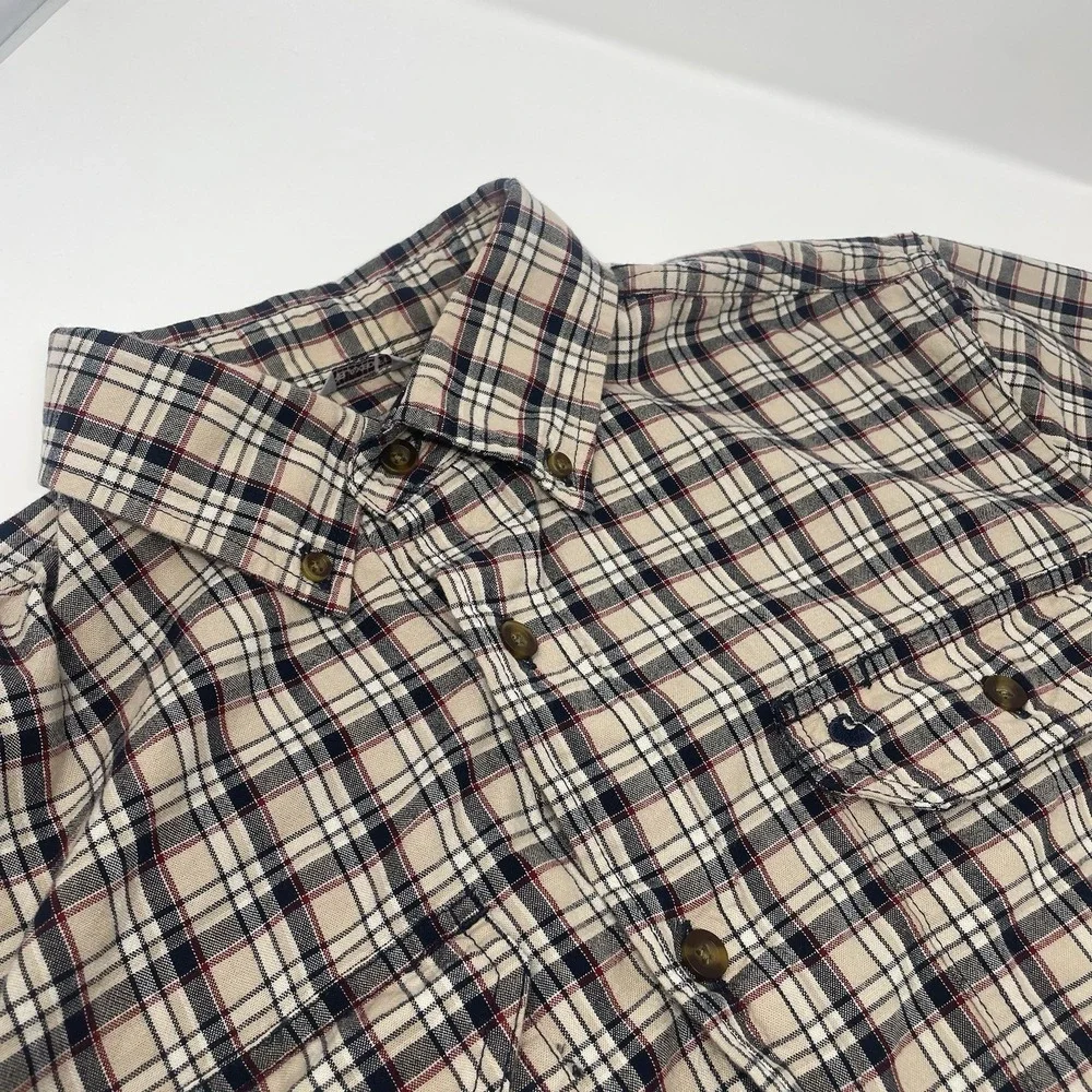Carhartt Short Sleeve Button Down Shirt Mens Size M Red Blue Brown‎ Plaid Pocket